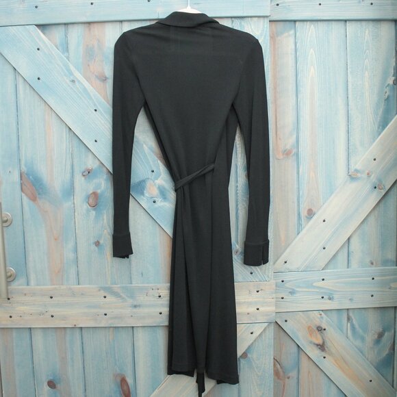 Diane Von Furstenberg Black Wrap Dress Classic Collared Size 6 Made in USA DVF - Picture 9 of 10